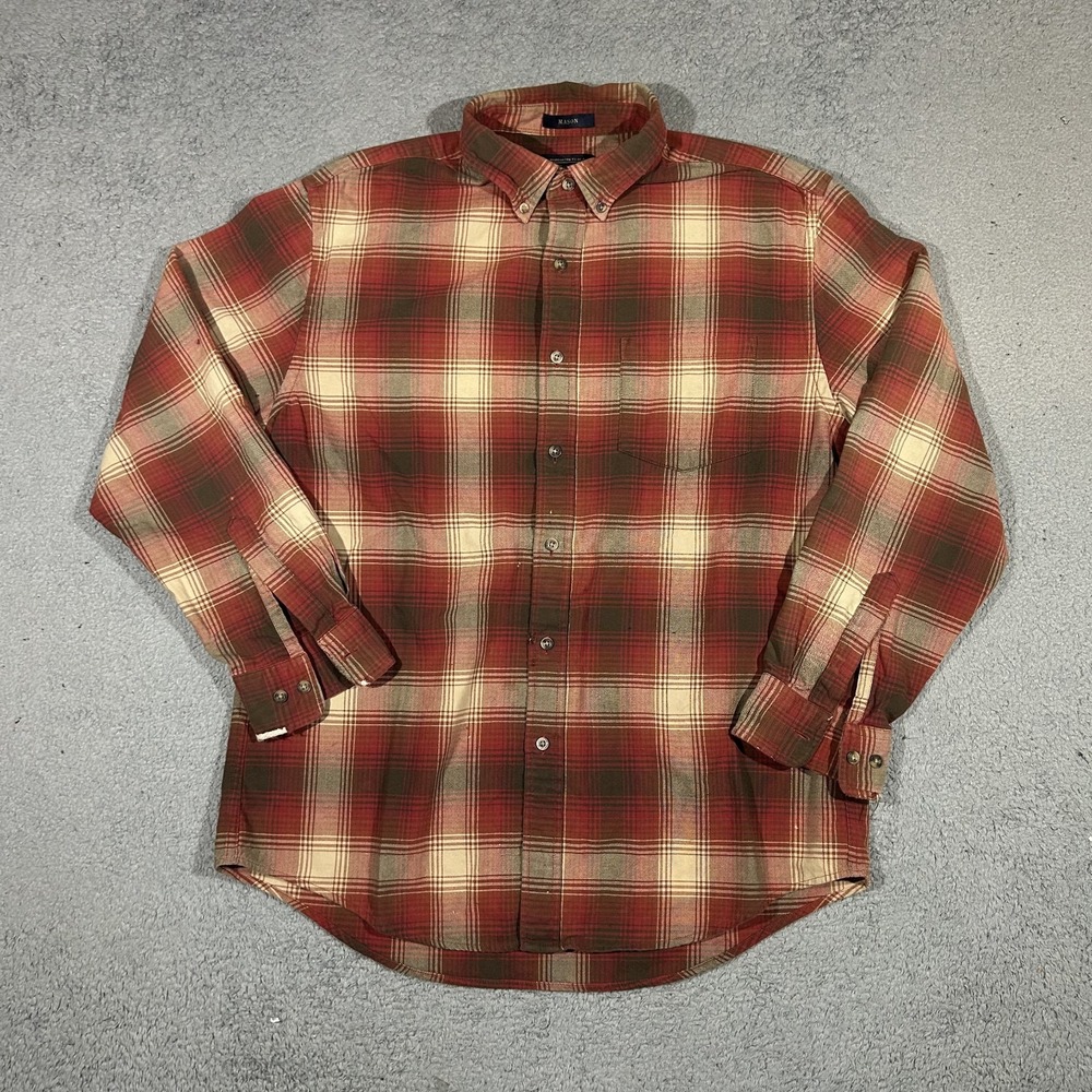 Pendleton Mason Mens Large Plaid Flannel Shirt Red,Yellow Button Front #3714